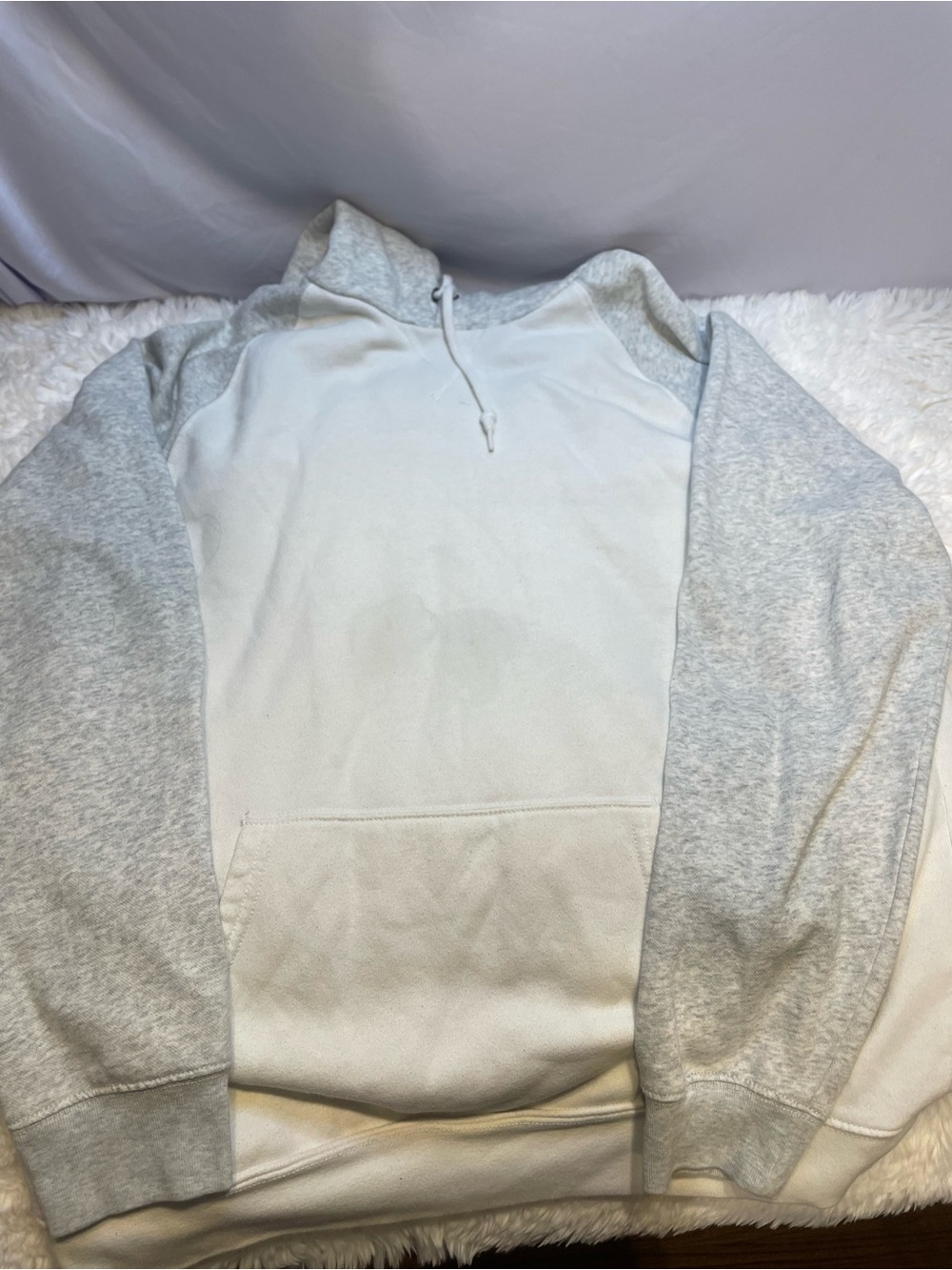 Old Navy Two-Tone Crewneck Hoodie - White and Light Gray